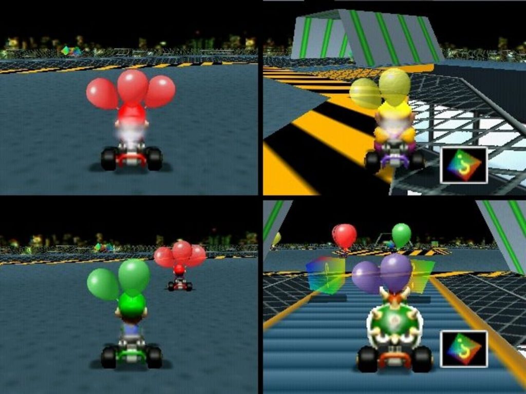 Mario Kart 64 (1996) : le multijoueur en écran partagé érigé en art.