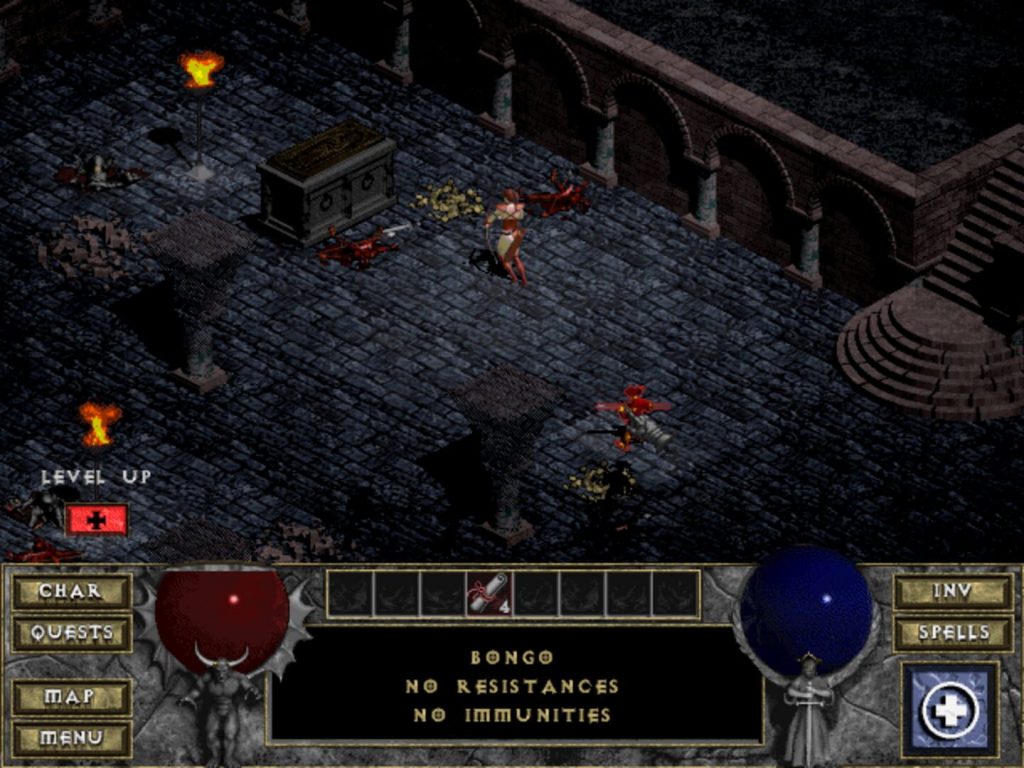 Diablo (1996) : donjons générés, chasse au loot et action-RPG isométrique.