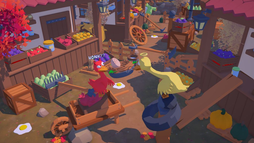 An Eggstremely Hard Game, deux oies franchissent un obstacle avec l oeuf