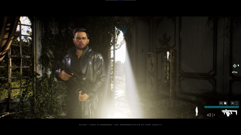 Quatre visages de personnages de Neo Berlin 2087 en gros plan, montage promotionnel du studio